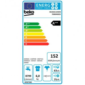 Beko WUE6511XWW keskeny elöltöltős mosógép