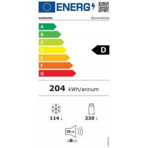 Samsung RB34A7B5DS9/EF Alulfagyasztós kombinált hűtőszekrény, Inox