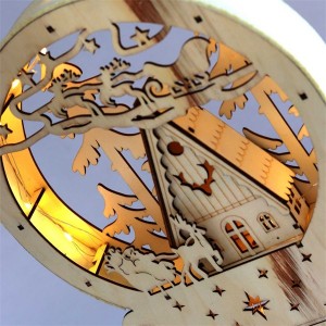 Iris Félkör keretes karácsonyi ház 23x28,5cm/meleg fehér LED-es fa fénydekoráció 