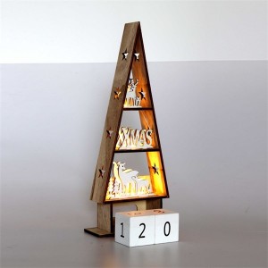 Iris Karácsonyi ház alakú napi számlálós/16x38x6cm/meleg fehér LED-es fa fénydekoráció 