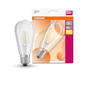 Osram Star átlátszó üveg búra/4,5W/470lm/2700K/E27 LED Edison körte izzó 