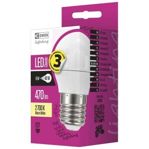 Emos ZQ1120 CLASSIC 6W E27 470 lumen meleg fehér LED kisgömb izzó 
