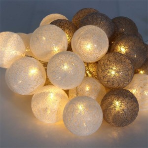 Iris Gömb alakú 6cm/színes fonott/4,5m/szürke-fehér/30db LED-es/USB-s fénydekoráció 