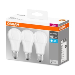 Osram Base matt műanyag búra/14W/1521lm/4000K/E27 LED körte izzó 3 db 