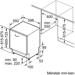 Bosch SMV2HVX02E Beépíthető mosogatógép, bútorlap nélkül