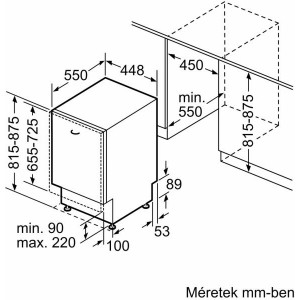 Bosch SPV4HMX10E Beépíthető mosogatógép, bútorlap nélkül