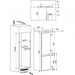 Whirlpool ART 6711 SF2 Beépíthető alulfagyasztós hűtőszekrény