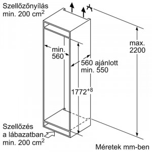 Bosch KIV86VSE0 Beépíthető alulfagyasztós hűtőszekrény