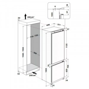 Whirlpool WH SP70 T241 P beépíthető kombinált hűtőszekrény