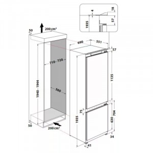 Whirlpool WH SP70 T232 P beépíthető kombinált hűtőszekrény