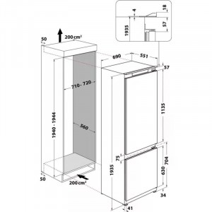 Whirlpool WH SP70 T262 P beépíthető kombinált hűtőszekrény