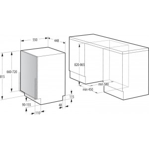 Gorenje GV541D10 Teljesen integrálható keskeny beépíthető mosogatógép