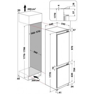 Whirlpool WHC18D031C1 Beépíthető alulfagyasztós hűtőszekrény