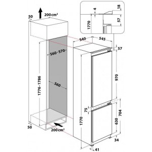 Whirlpool WHC18D011A2 Beépíthető alulfagyasztós hűtőszekrény