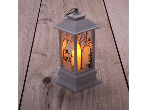 Iris Karácsonyi hóember mintás 13x5,3x5,3cm LED-es fehér lámpás 