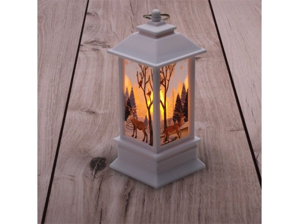 Iris Karácsonyi jávorszarvas mintás 13x5,3x5,3cm LED-es fehér lámpás 