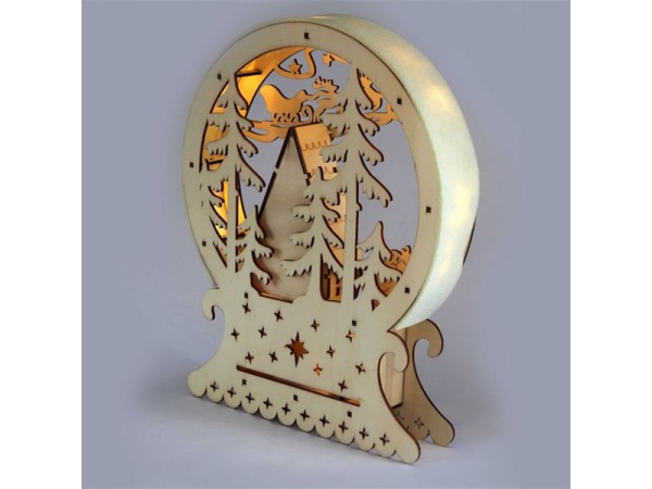 Iris Félkör keretes karácsonyi ház 23x28,5cm/meleg fehér LED-es fa fénydekoráció 