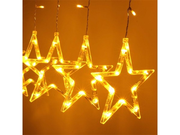 Iris Csillag alakú fix fényű/2,5m/távirányítós/meleg fehér/12db LED-es USB-s fénydekoráció 