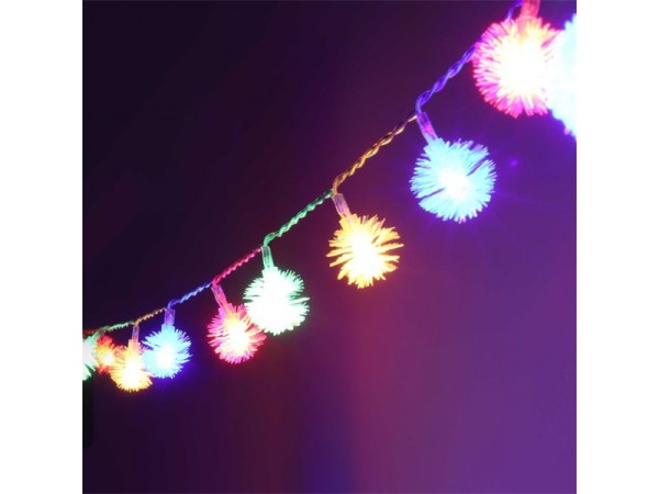 Zúzmara alakú 3cm/1,5m/több színű/10db LED-es/2xAA elemes fénydekoráció 